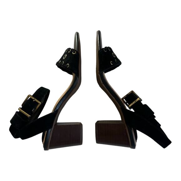Clarks Ralene Sheen Black Suede Ankle Strap Block Heel Sandals Women’s Size 6 - Picture 4 of 7
